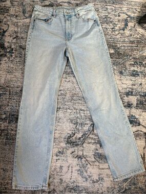 HM &Denim Vintage Straight Jeans Size 8 Light Wash High Waist Rigid Mom Denim